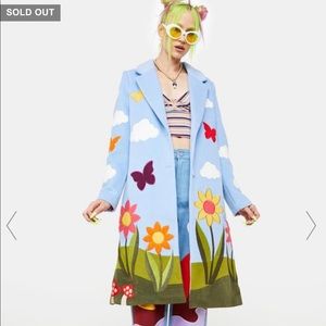 Dolls Kill Song of Nature Wool Coat! SOLD OUT! Whimsical Rainbow Sky Size XL